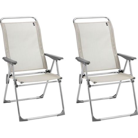 Set aus 2 Mehrpositions-Campingsesseln - Alu Cham - Batyline® Iso - Beige Seigle - Lafuma Mobilier