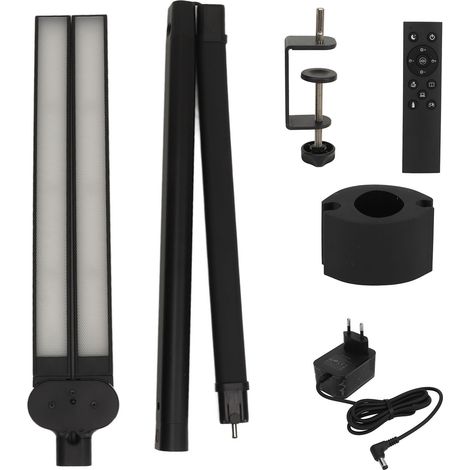 Lampe de bureau LED 24W double col de cygne, protection oculaire, démontable, AC100-240V, noir, pour travail et lecture, fiche UE. (1/5)