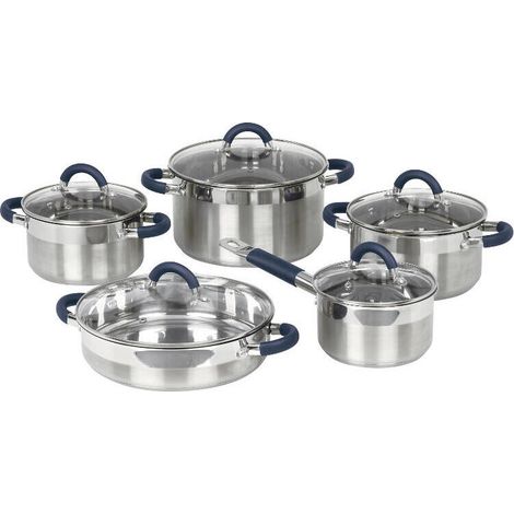 Juego de utensilios de cocina de acero inoxidable Jata BC10 de 10 piezas, antiadherentes, aptos para todo tipo de cocinas, inclu (1/4)