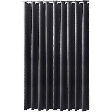Rideau de douche imperméable en polyester, tissu anti-moisissure pour bain ou douche, gris foncé, 12 crochets inclus, adaptateur coudé de 25 mm, 200 x 180 cm (1/4)