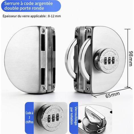 Serrure à code mécanique modèle 801 pour double porte en verre sans perçage en acier inoxydable 304 801 304 réf 0146 1 kg – Livraison gratuite