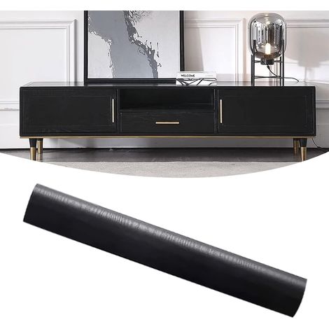 Black Wood Grain Wallpaper, imperméable auto-adhésif Peel and Stick Wallpaper, pour le décor de bar de salon (45cmx10m) (1/5)