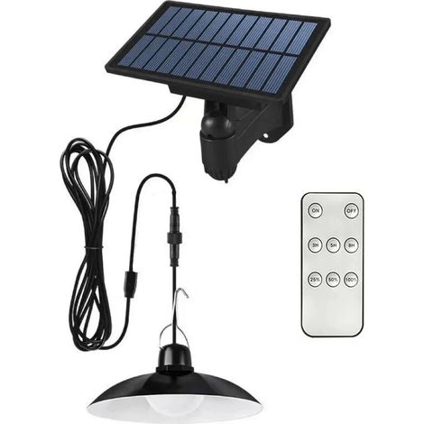 (1 lampe) Suspension solaire extérieure étanche à LED, double tête, avec télécommande, compatible avec les abris de jardin, granges et chambres. (1/5)