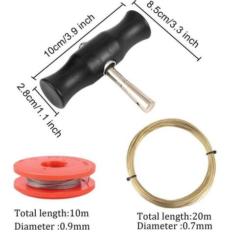 Kit universale per la rimozione del parabrezza – Set da 5 pezzi con 2 impugnature ergonomiche e 3 fili d'acciaio per una rimozione sicura. (1/3)