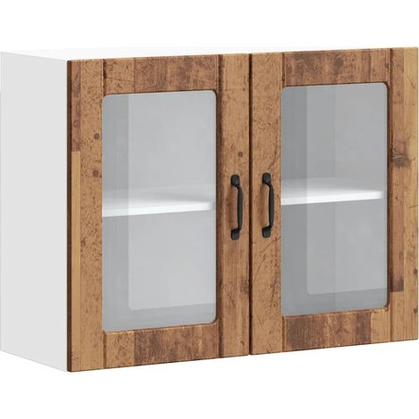 Armario de pared de cocina de diseño moderno de 80 x 31 x 60 cm práctico espacio de almacenamiento en madera envejecida 020050200 (1/5)