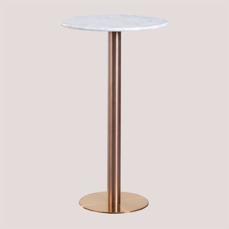 Mesa Alta de Bar Redonda en Mármol (Ø60 cm) Cosmopolitan SKLUM         Oro Rosa    