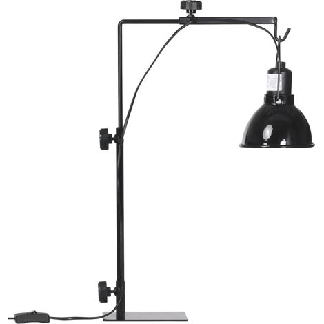Supporto per lampada riscaldante regolabile in altezza e larghezza per rettili e anfibi, base in acciaio, 32 x 9 x 67 cm, nero.