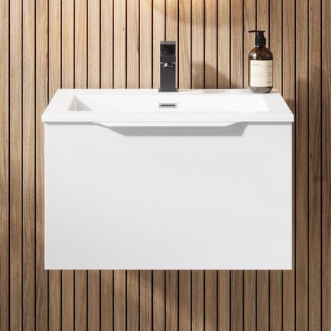 600mm Bathroom Vanity Unit Basin Wall Hung Storage Furniture Soft Close White (1/5)