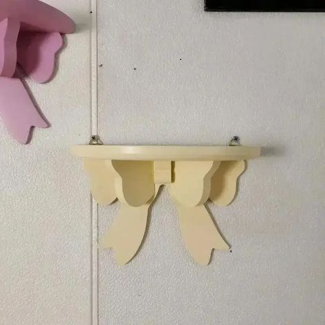 (Jaune) 1 étagère décorative en bois pour chambre de fille, support de rangement mural rose avec nœuds décoratifs (1/5)