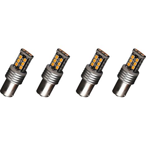 4 ampoules LED ambre/jaune 1156 Ba15S 2835 15W sans erreur pour clignotants de voiture (1/5)
