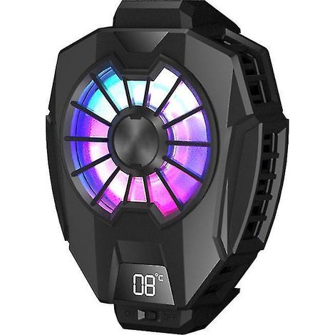 DL05 tragbarer Lüfter für Mobiltelefone, 9 Flügel, mit Digitalanzeige und rückseitigem Clip, kompatibel mit Smartphones. (1/5)
