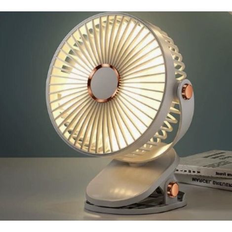 Wiederaufladbarer Ventilator mit stabiler Klemme, leisem Betrieb (unter 36 dB(A)) und 360°-Drehung. (Weiß, 210 x 70 x 170 mm) (1/5)