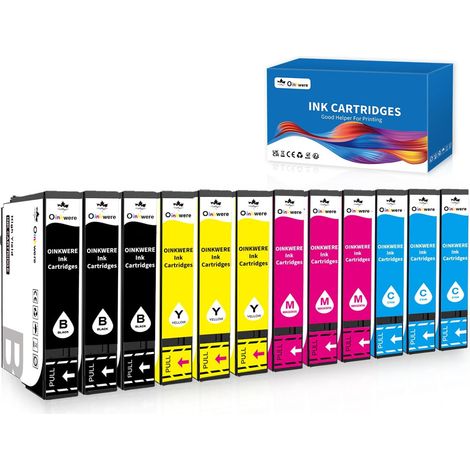 Lot de 12 Cartouches d'encre compatibles avec Epson Multipack pour Epson Expression Home XP-2100 XP-2105 XP-3100 XP-3105 XP-4100 XP-4105 Workforce WF-2810 WF-2830 WF-2835 (1/5)