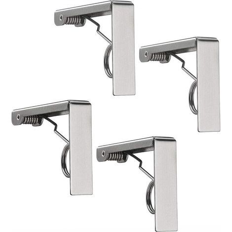 4-teiliges Tischdeckenclip-Set aus Edelstahl, rutschfeste Tischdeckenclips, federbelastete Tischdeckenclips (1/4)