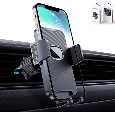 Handyhalterung Auto [Militär-Klasse Hakenclip] 360° Drehbar Lüftung Kfz-Handyhalterung EIN-Knopf-Release Autohalterung Handy, GPS-Halterung für iPhone, Android-Smartphone (schwarz) (1/5)