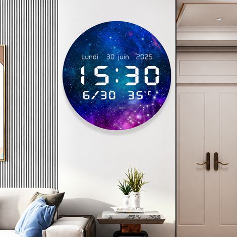 Horloge murale numérique LED ronde moderne JG1001-1 300 mm 48 × 31 × 46 cm salon chambre – Livraison gratuite
