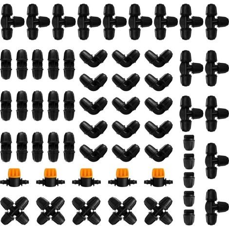 60 Pieces Irrigation Fittings for 4/7mm Tubing, Irrigation Water Hose Connector, Garden Irrigation Hose Connector, Barbed Connectors for Watering Systems (1/4)