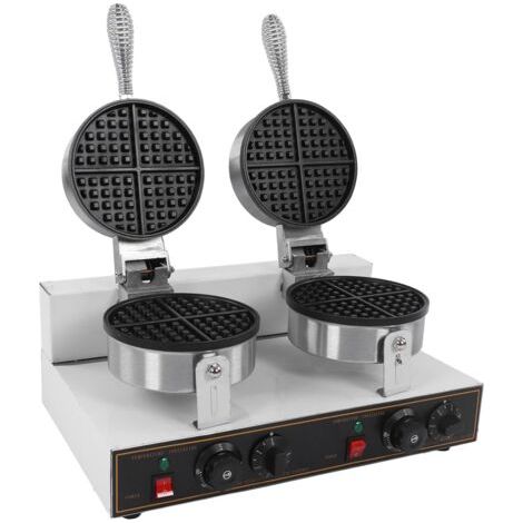 Pair - SJLERST Gaufrier Double 2400W, Chauffage Rapide Revêtement Antiadhésif Poignée Isolée Gaufrier Professionnel pour de Délicieuses Gaufres (Prise UE 220V) (1/5)