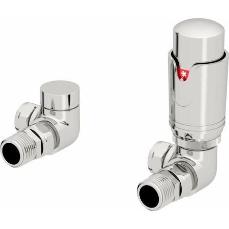 Galiflo Corner Thermostatic Radiator Valve & Lockshield – Chrome, 15mm TRV (1/5)