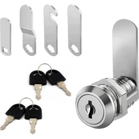 Serrure de boîte aux lettres 20mm avec 4 clés Livré avec 4plaques de verrouillage différentes, serrure à levier pour boîtes aux lettres, portes (1/5)