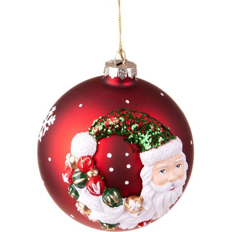 Sfera in vetro per albero di Natale con Babbo Natale, da 10 cm (1/3)