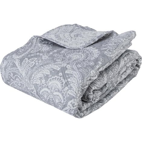 Couvre-lit et 2 taies d'oreiller Marie, 240 x 260 cm, gris clair, par un designer d'intérieur (1/4)