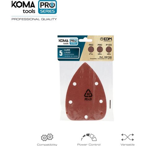 5 papiers de verre KOMA - pour ponceuse triangulaire 08753 - 08738 (1/3)