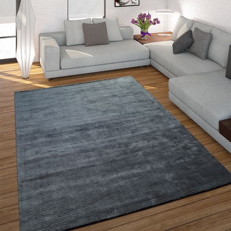 Paco Home Tappeto Realizzato A Mano Pregiato 100% Viscosa Effetto Velluto Vintage Antracite Brillante 80x150 cm (1/4)