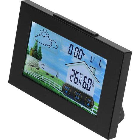 Color Weather Forecast Station, Clock with Backlit Touchscreen, Indoor and Outdoor Thermometer and Hygrometer for Desktop Alarm Clock, Snooze Function (1/5)
