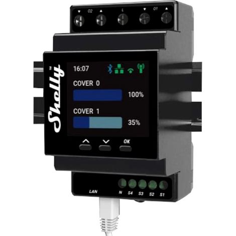 Shelly Pro Dual Cover - Controller smart, Wi-fi, Bluetooth, barra DIN, auotmatizzazione di tapparelle, tende da sole, cancelli, porte scorrevoli, motori bidirezionali, misurazione consumi, google assi (1/5)