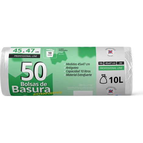 Sacs Poubelle, Sac Poubelle Résistant pour Poubelles de 10L, Antigoutte, Idéal pour Poubelle Salle de Bain, Bureau ou Cuisine, Convient à Tous Types de Déchets, 45x47 cm (50 sacs, 10L) (1/5)