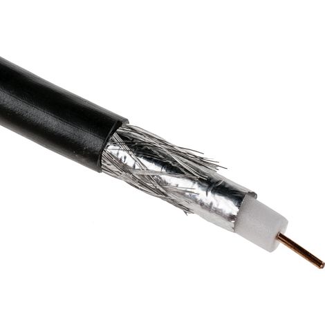 Câble coaxial RG6 RS PRO, Noir, 100m, Conforme à la norme RoHS ( Prix pour Bobine de 100 Mètres )