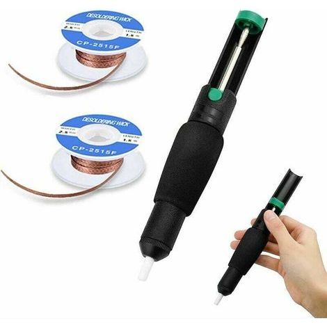 Trenza desoldadora, kit de limpieza de soldadura, 2 trenzas y 1 bomba desoldadora, bomba desoldadora, trenza desoldadora, mecha desoldadora, ventosa desoldadora, herramienta para quitar soldadura (1/4)