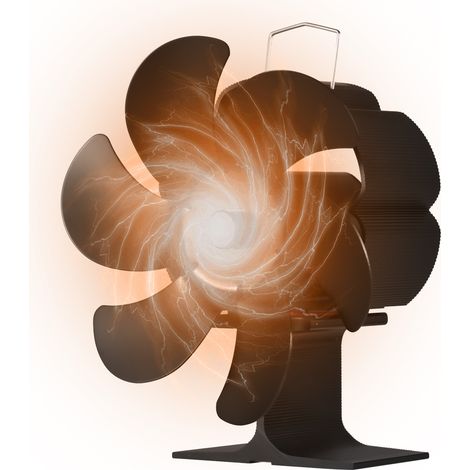 Decdeal Ventilateur de poêle à 6 pales alimenté par la chaleur avec poignée de transport et protection contre la surchauffe portable non électrique respectueux de l'environnement pour cheminée à bois