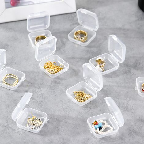 Boîte carrée transparente en plastique PP, lot de 100, mini récipient de rangement pour bouchons d'oreilles, pointes de stylo et accessoires, étui compact anti-bruit, boîte de stockage pratique. (1/5)