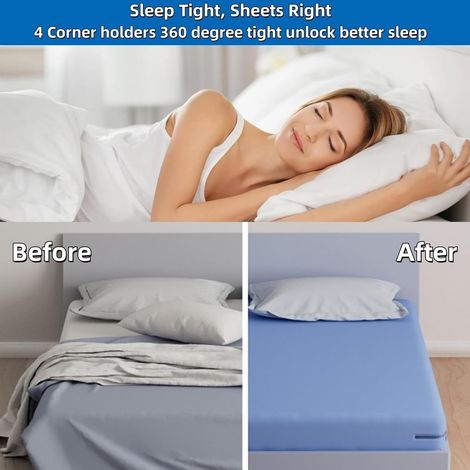 Attaches d'angle pour draps-housses, solides verrous pour maintenir les draps-housses bien tendus - Attaches réglables, adaptées à toutes les tailles de matelas, installation facile, lot de 4 (blanc) (1/5)
