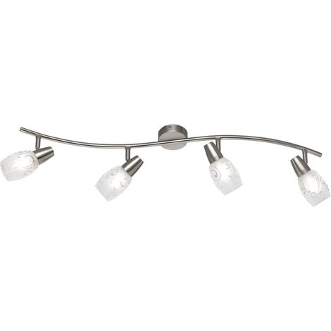 Faretto Colmar Nichel 4 Spot Led Vetro Satinato L79 cm Trio Lighting