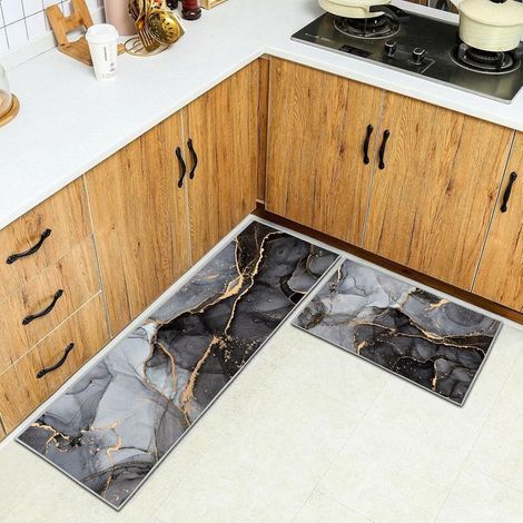 Lot 2 Tapis Cuisine 40x60+40x120cm Style E, Antidérapants/Lavables, Cuisine/Couloir/Salon/Bain (1/5)