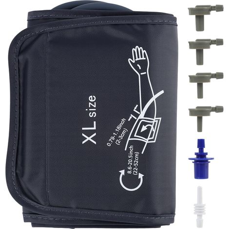 Brassard Tensiomètre Remplacement 22-52cm, Électronique Bras Adulte Grande Taille, Manchette Ajustable avec 6 Connecteurs, Mesure Précise et Confortable, Bleu Foncé (1/5)