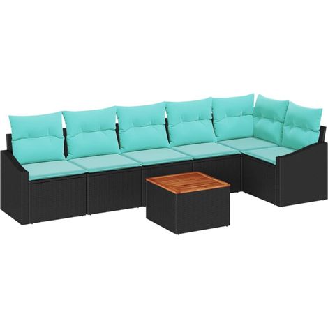 Garden Sofa Set 7 pcs Black Poly Rattan vidaXL (1/5)