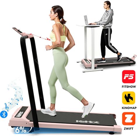 Laufband für Zuhause mit bis zu 6 % Steigung & Armlehne, Klappbares 3-in-1 Walking/Jogging Pad 1–12 km/h, 2,5-PS Motor, LCD-Display, Fernbedienung, Bluetooth & App-Funktion, 120-kg Tragkraft, Mit Werk
