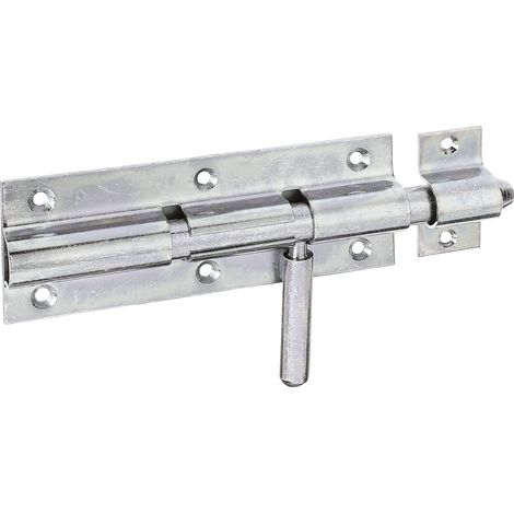 Verrou de box avec poignée ronde et gâche attachée passivé platine 160 x 60 mm boulon Ø 16 mm longueur totale 210 mm