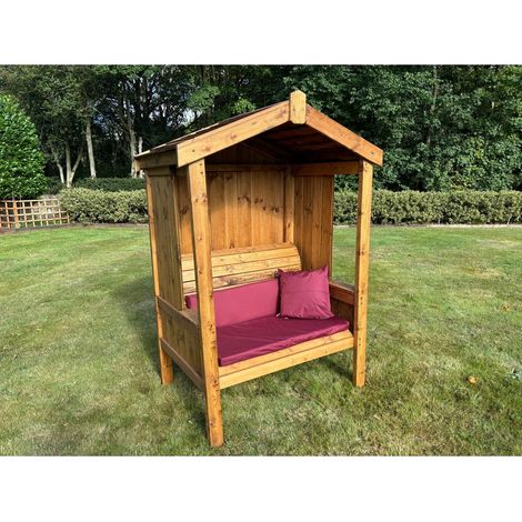 Two Seater Imperial Arbour - L80 x W129 x H183 cm - Burgundy Cushion Included - Fully Assembled