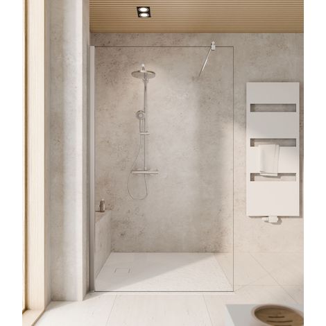 Paroi de douche à l'italienne, verre 8 mm, paroi fixe Walk In, profilé aspect chromé, MasterClass, Schulte, 120 x 200 cm (1/6)