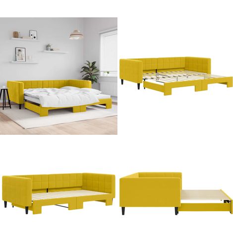 Tagesbett Ausziehbar Gelb 100x200 cm Samt - Schlafsofa - Sofa-Bett (1/5)