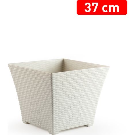 MACETA RATTAN CUADRADA 37 CM MARFIL (1/2)