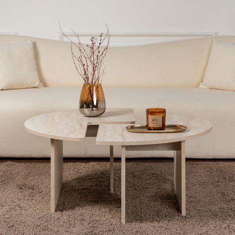 Couchtisch 2er-Set Travertin Maira – Melamin