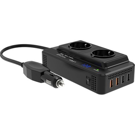nk Tragbarer Autoadapter Schwarz 12V auf 220-240V (1/2)