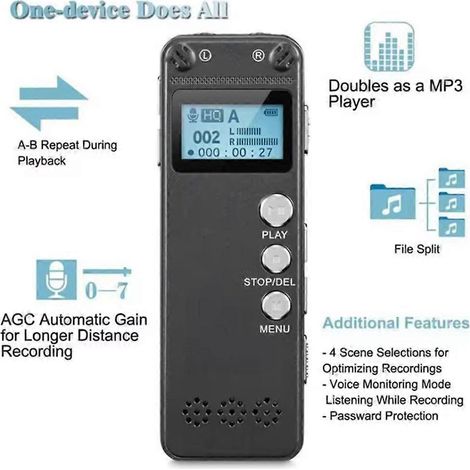 Enregistreur vocal professionnel 32G avec stylo enregistreur à activation vocale et réduction du bruit (1/4)
