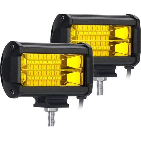 2 projecteurs de travail LED 5 pouces 72 W étanches tout-terrain, antibrouillards, lampes jaunes pour camions, quads et SSV. (1/5)